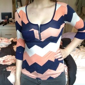 Rue21 blue, orange and white shirt